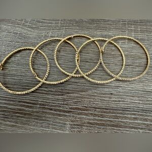 5 CZ Pave Dainty Rhinestone Baguette 
Flexible Stretch Cuff Bracelets Gold